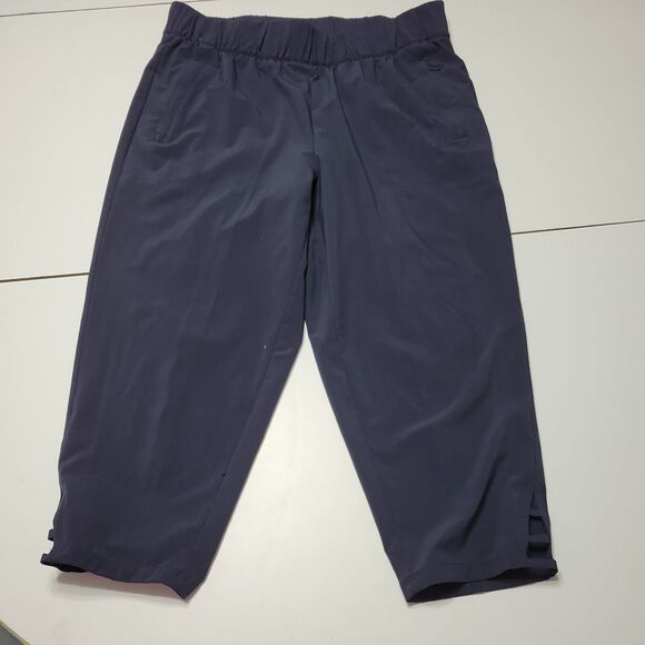 T Talbots Pants Womens M Signature Blue Slit Stretch Zip Pockets Leisure Pull On - Picture 1 of 12